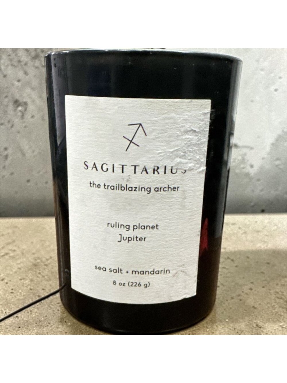 Sagittarius Zodiac Candle Sea Salt & Mandarin 8 Oz Glass Jar 36-Hr Burn Time By